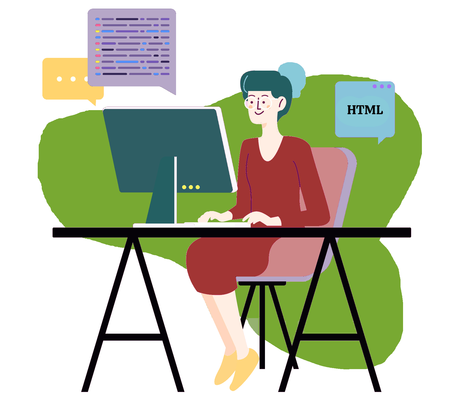 animation of programmer writing HTML