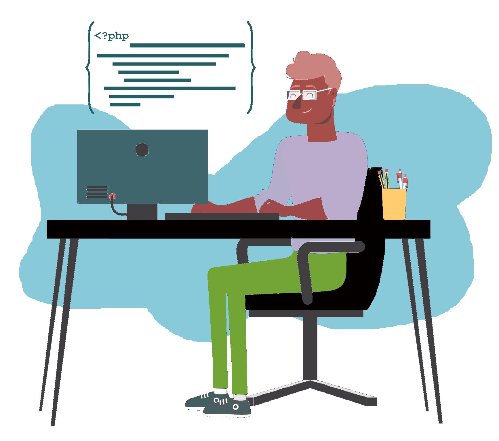 animation of male programmer